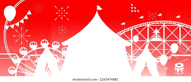 Vector illustration of the carnival funfair design with amusement park attractions background.