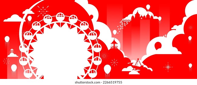 Vector illustration of the carnival funfair design with amusement park attractions background.