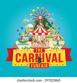 Vector illustration of the carnival funfair design. 