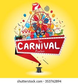 Vector illustration of the carnival funfair design. 