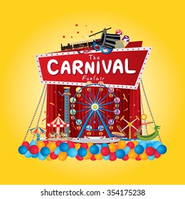 Vector illustration of the carnival funfair design. 