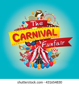 Vector illustration of the carnival funfair design. 