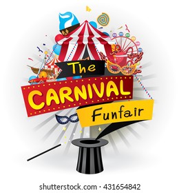 Vector illustration of the carnival funfair design. 