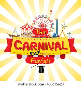 Vector illustration of the carnival funfair design. 