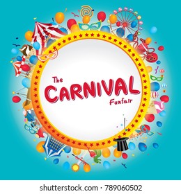 Vector illustration of the carnival funfair design. 