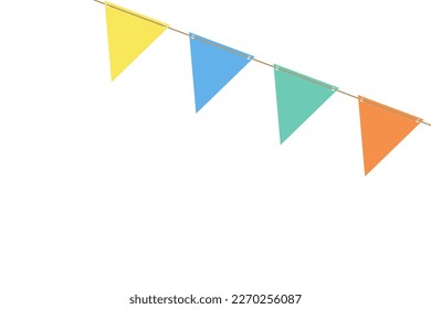 Ilustración vectorial de garland carnavalesco con banderas. Decorativos y coloridos cantantes de fiesta para la celebración del cumpleaños, el festival y la decoración hermosa