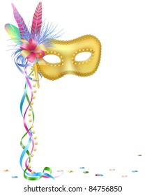 Vector illustration of a Carnival or Mardi Gras mask isolated on white.