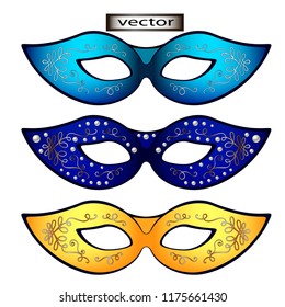 vector illustration of a carnival mask with embroidered patterns decorated with pearls.