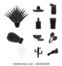 Vector illustration of carnival and national symbol. Collection of carnival and tequila stock symbol for web.
