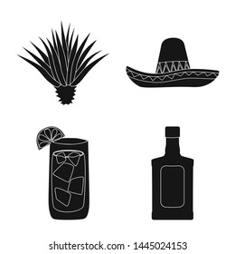 Vector illustration of carnival and national symbol. Collection of carnival and tequila stock symbol for web.