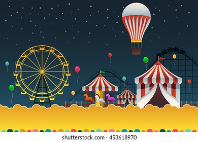 A vector illustration of carnival night poster with copyspace