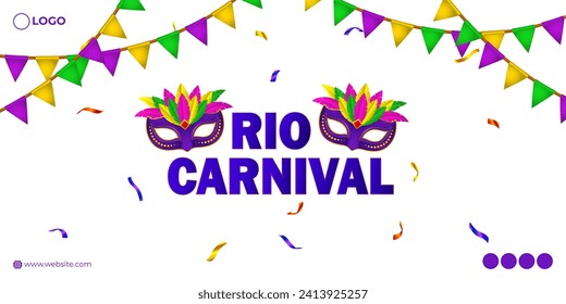 Vector illustration of Carnival in Rio de Janeiro social media feed template