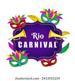 Vector illustration of Carnival in Rio de Janeiro social media feed template