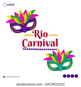 Vector illustration of Carnival in Rio de Janeiro social media feed template