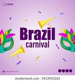 Vector illustration of Carnival in Rio de Janeiro social media feed template