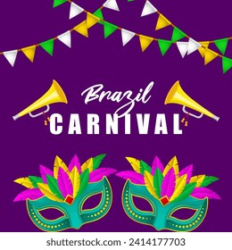 Vector illustration of Carnival in Rio de Janeiro social media feed template