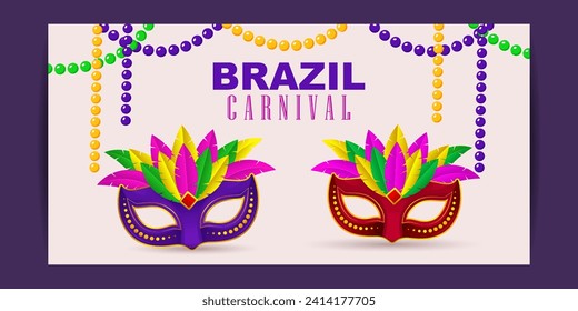 Vector illustration of Carnival in Rio de Janeiro social media feed template