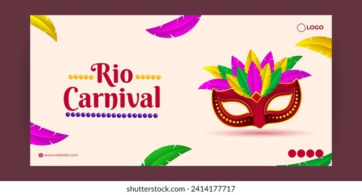 Vector illustration of Carnival in Rio de Janeiro social media feed template