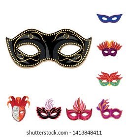 Vector illustration of carnival and theatrical icon. Collection of carnival and mystery stock symbol for web.