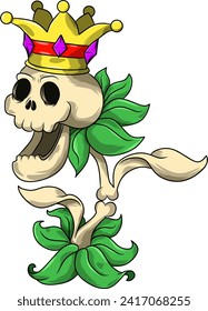 Vector illustration of carnivorous skull plant with crown