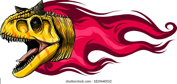 Vector illustration carnosaur with flame. design art