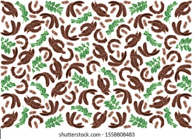vector illustration of carob and leaf design background white EPS10