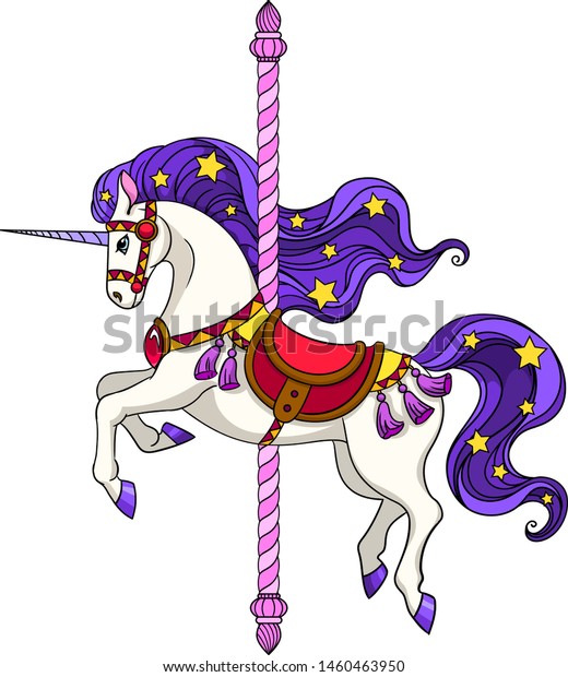 Vector Illustration Carousel Horse Purple Mane Stock Vector (Royalty ...