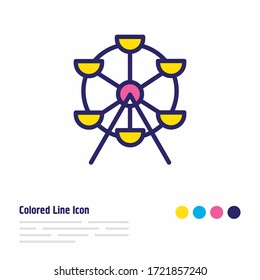 Ilustración vectorial de la línea de color icono carrusel. Un bello elemento urbano también puede ser utilizado como elemento icono de la rueda de los ferris.