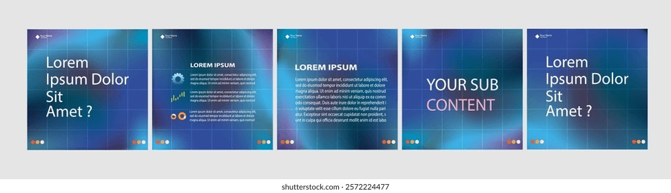 Vector illustration carousel mockup or social media template blue gradient 