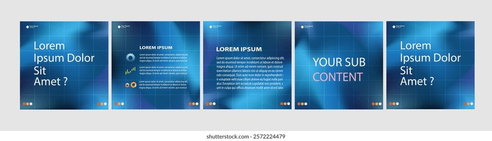 Vector illustration carousel mockup or social media template blue gradient 