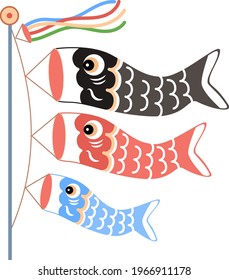 Vector illustration of carp fish children's day elements
