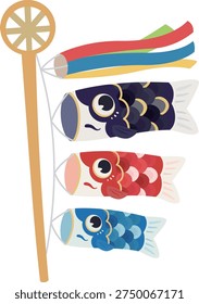 Vector illustration of carp streamers
