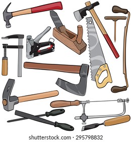 Vector illustration, carpenter's tools, cartoon concept, white background. svg