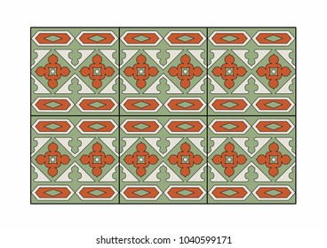 Vector illustration of a carpet orange and green, EPS 10 file