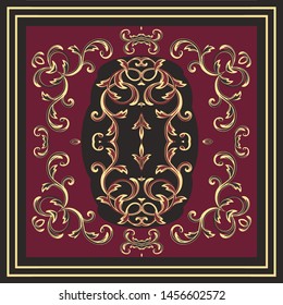 Vector illustration Carpet red and brown pattern floor covering