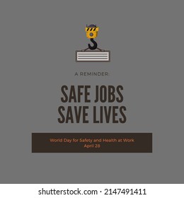 vector illustration of a carriage cartoon graphic, text. top, perfect for backgrounds, social media and commemorating work safety day