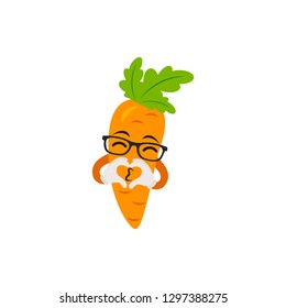 Vector  illustration of carrot cartoon cute character vegetable for healthy vegetarian eating concept isolated on white background