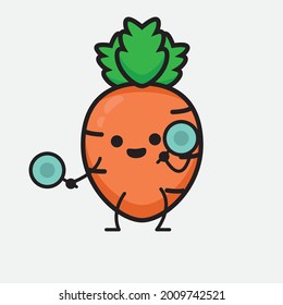 Vector Illustration of Carrot Character with cute face and simple body line drawing on isolated background