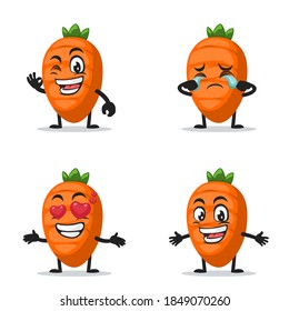 vector illustration of carrot character or mascot collection set with expression theme