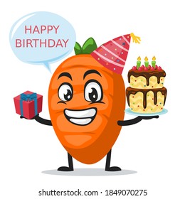 vector illustration of carrot character or mascot celebrate birthday party