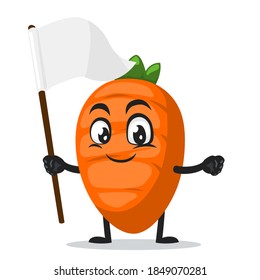 vector illustration of carrot character or mascot holding blank white banner