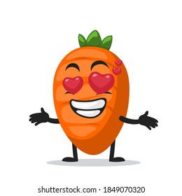 vector illustration of carrot character or mascot with love eye