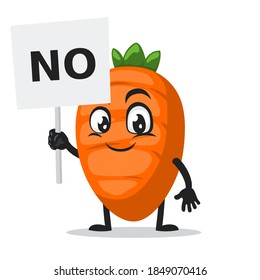 vector illustration of carrot character or mascot holding sign says no