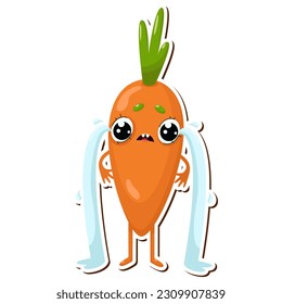 Vector illustration of carrot character sticker