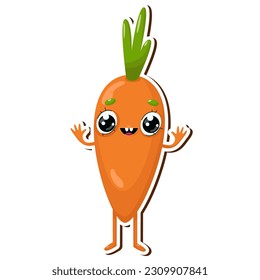 Vector illustration of carrot character sticker