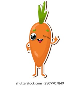 Ilustración vectorial de la pegatina del personaje de zanahoria