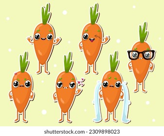 Vector illustration of carrot character stickers