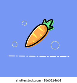 Vector illustration of carrot with color out of the line and surrounded by bubbles in incomplete icon style. Colored vegetable vegetable. Fruit mascot design.