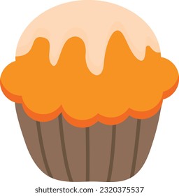 Ilustración vectorial zanahoria cupcake Ocupación naranja. Panaderías y postres al horno.