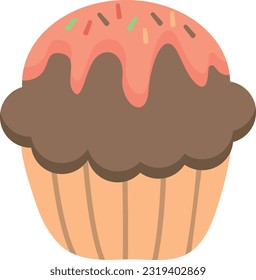 Vector illustration of carrot cupcake. Sweets and pastries.